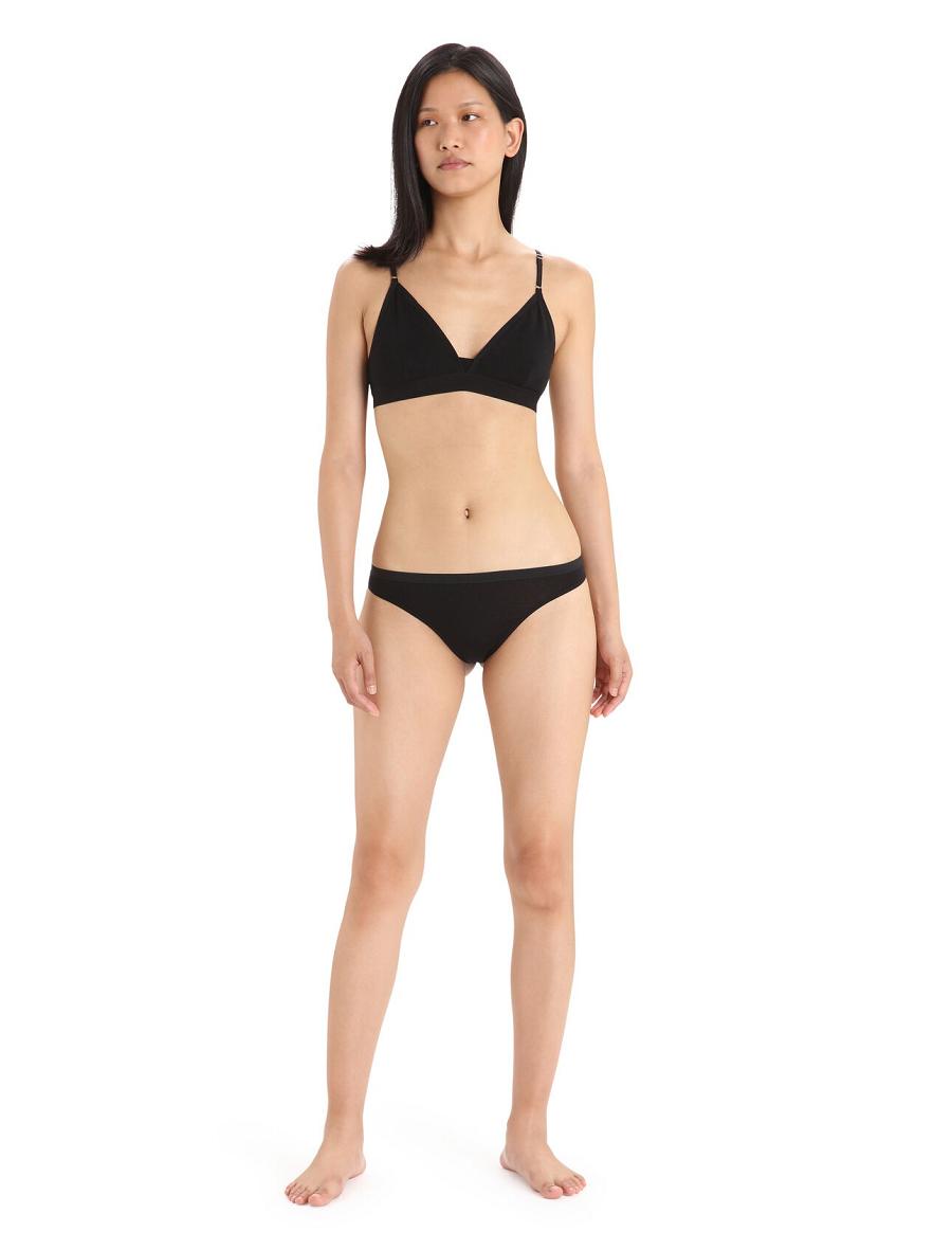 Black Icebreaker Merino Siren Thong Women's Underwear | AU 1704WNBY